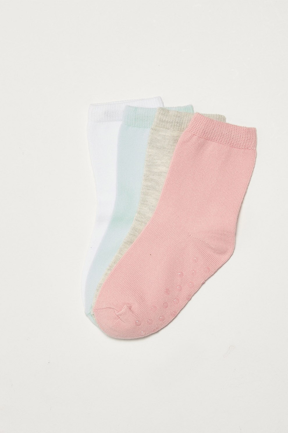 LC WAIKIKI, Set de sosete scurte din amestec de bumbac - 4 perechi, Gri/Roz/Albastru