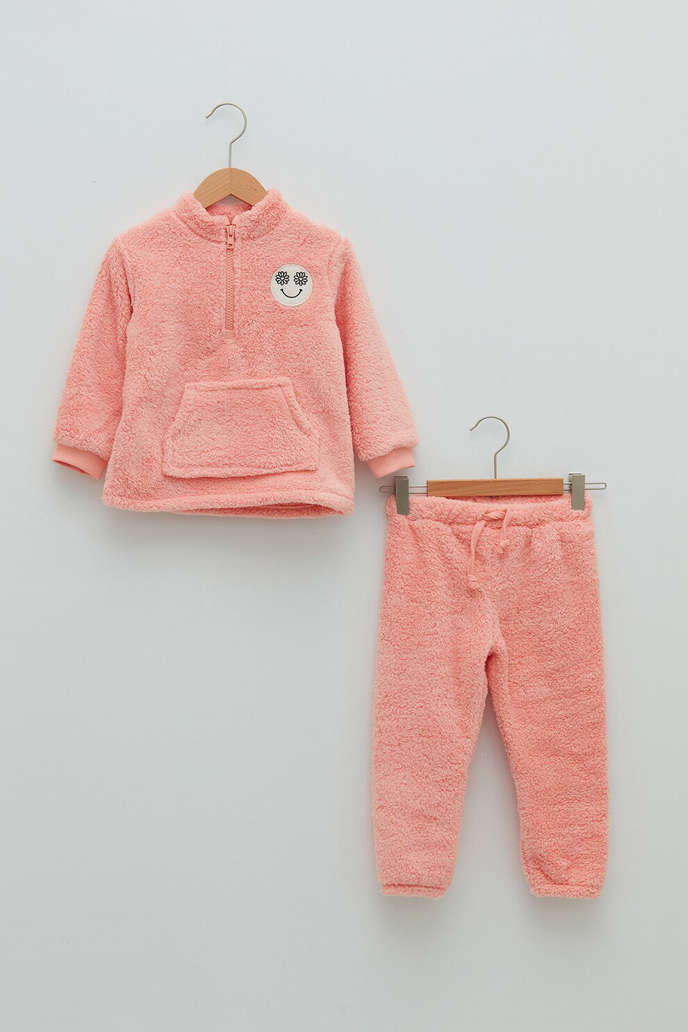 LC WAIKIKI, Set de bluza sport si pantaloni sport cu aspect pufos - 2 piese, Roz