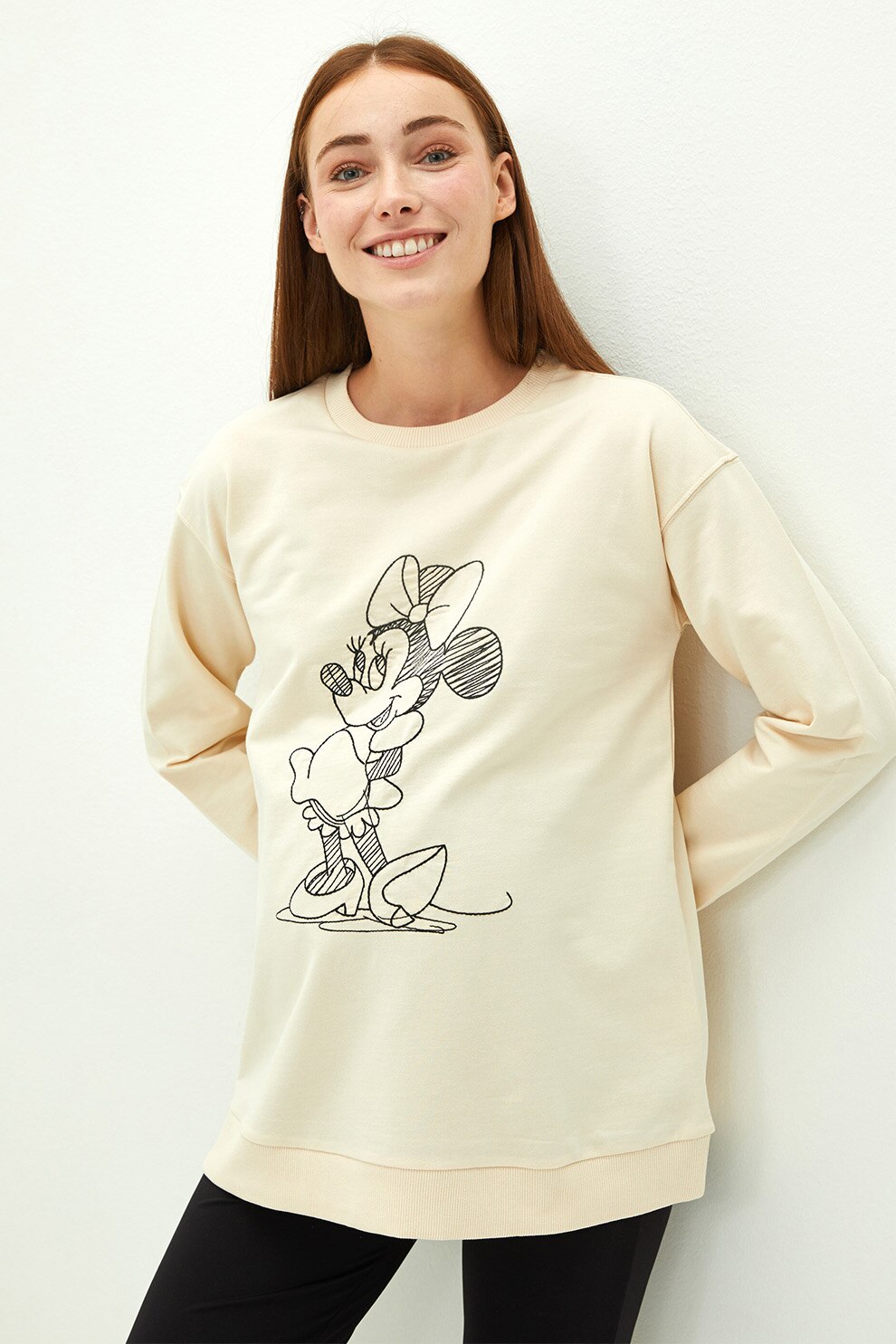 LC WAIKIKI, Bluza sport cu imprimeu si maneci cazute, pentru gravide, Bej