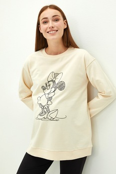 LC WAIKIKI, Bluza sport cu imprimeu si maneci cazute, pentru gravide, Bej LC WAIKIKI, Bluza sport cu imprimeu si maneci cazute, pentru gravide, Bej