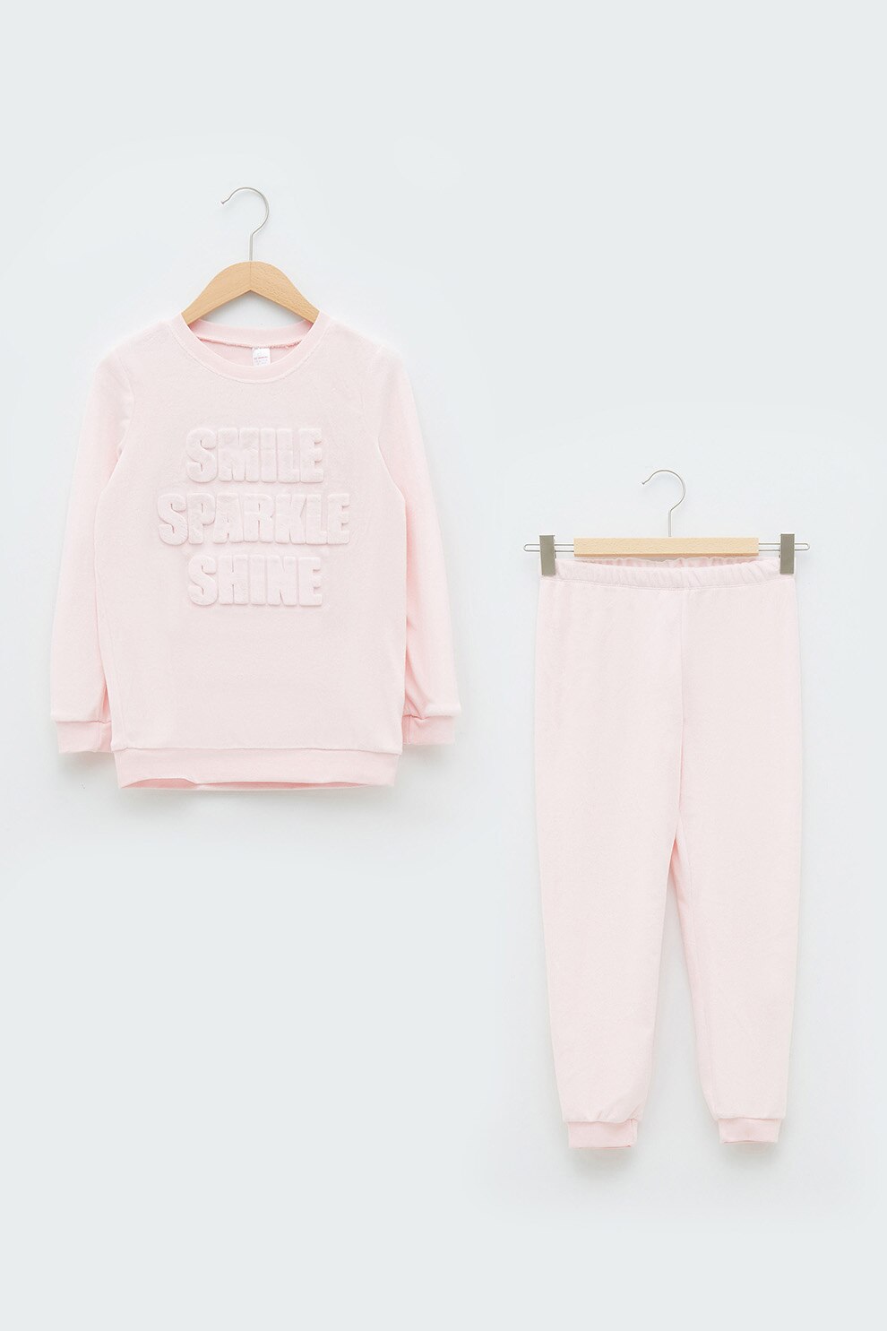 LC WAIKIKI, Pijama cu text stantat, Roz pastel