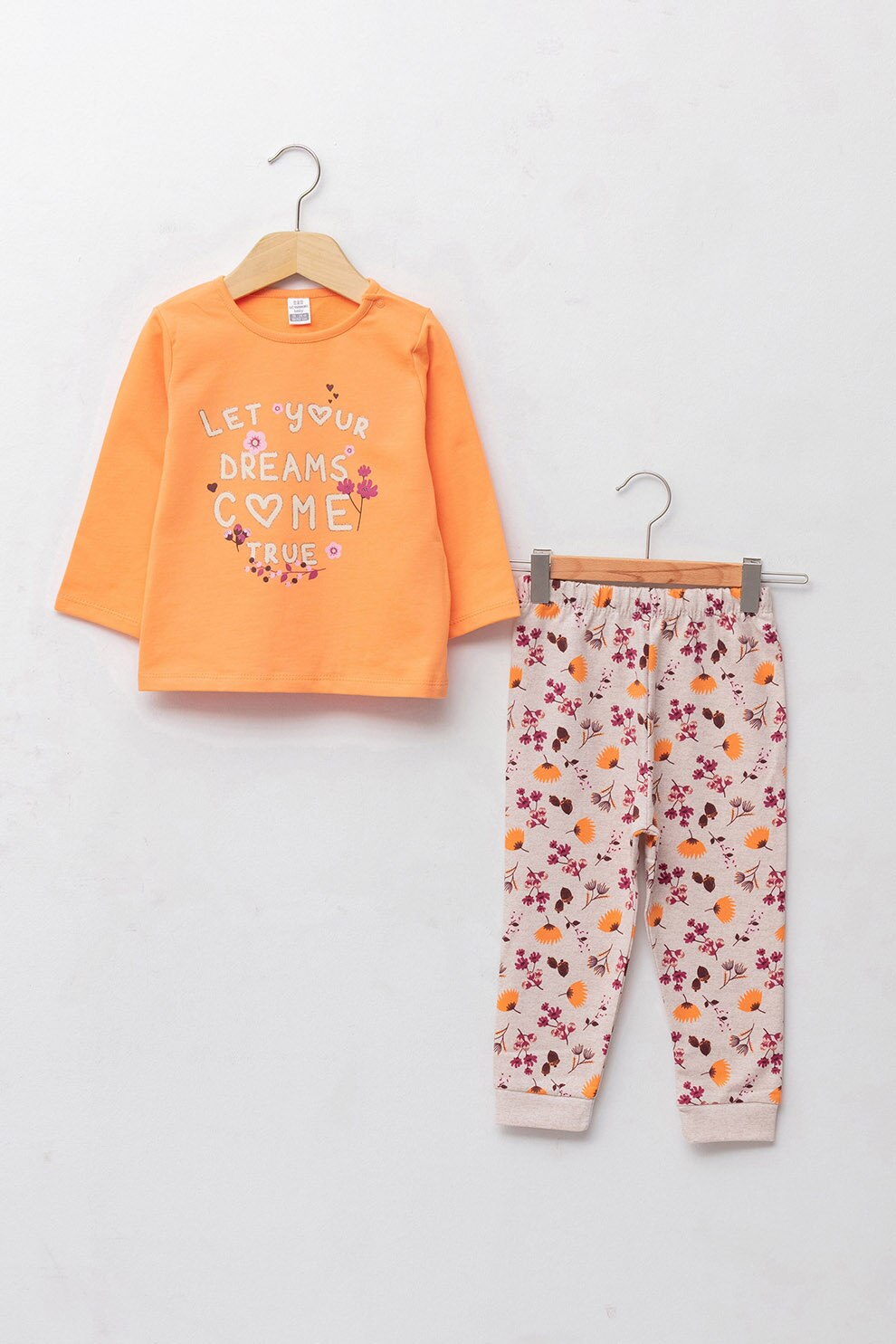 LC WAIKIKI, Pijama de bumbac cu maneci lungi, oranj, lila