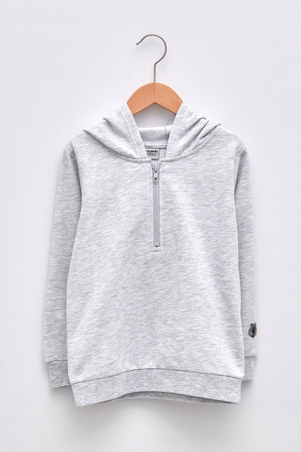 LC WAIKIKI, Hanorac din amestec bumbac cu fenta cu fermoar, Gri melange
