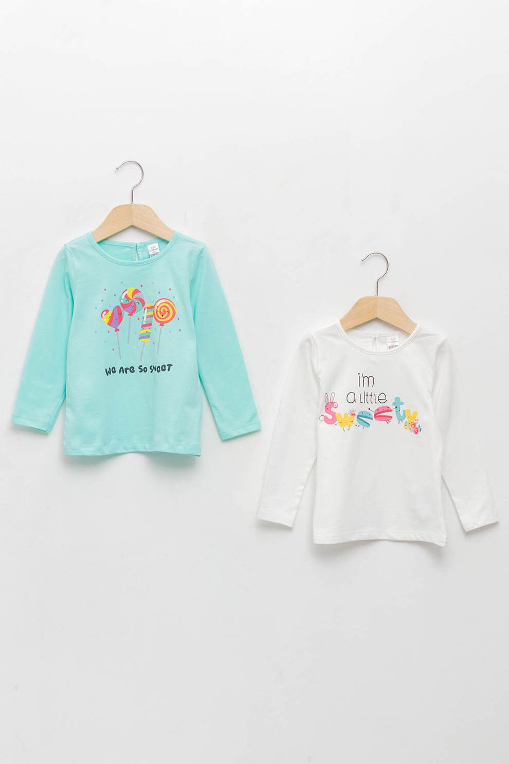 LC WAIKIKI, Set de bluze cu imprimeu - 2 piese, Albastru aqua/Alb