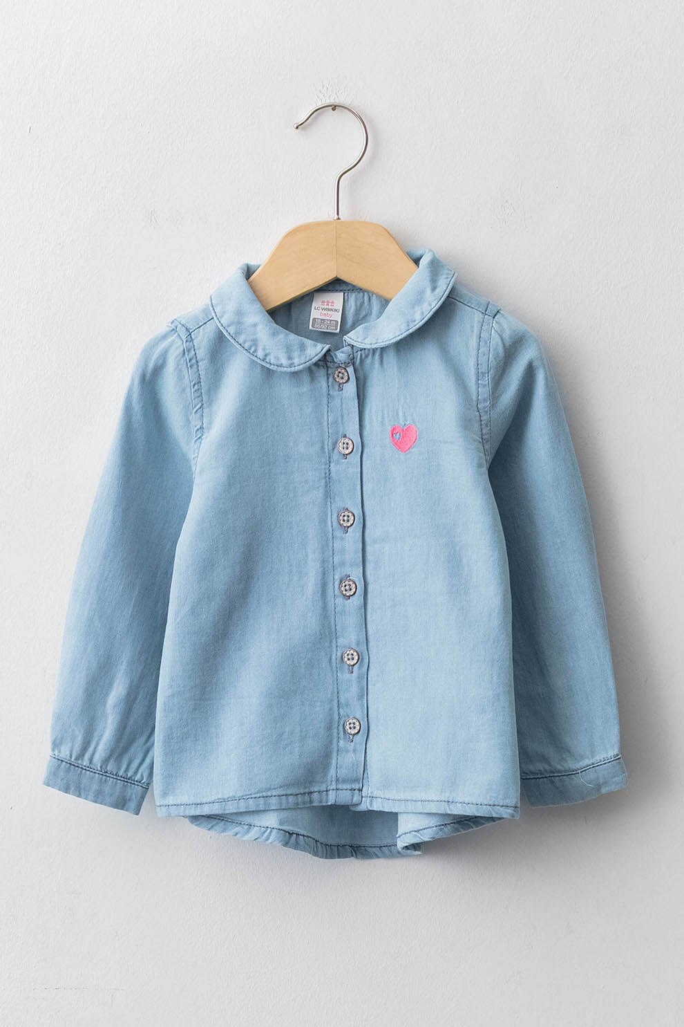 LC WAIKIKI, Camasa din chambray cu guler Peter Pan, Albastru lavanda