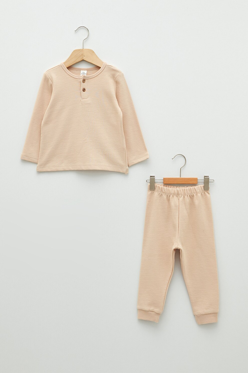 LC WAIKIKI, Set de pantaloni sport si bluza de bumbac, Bej