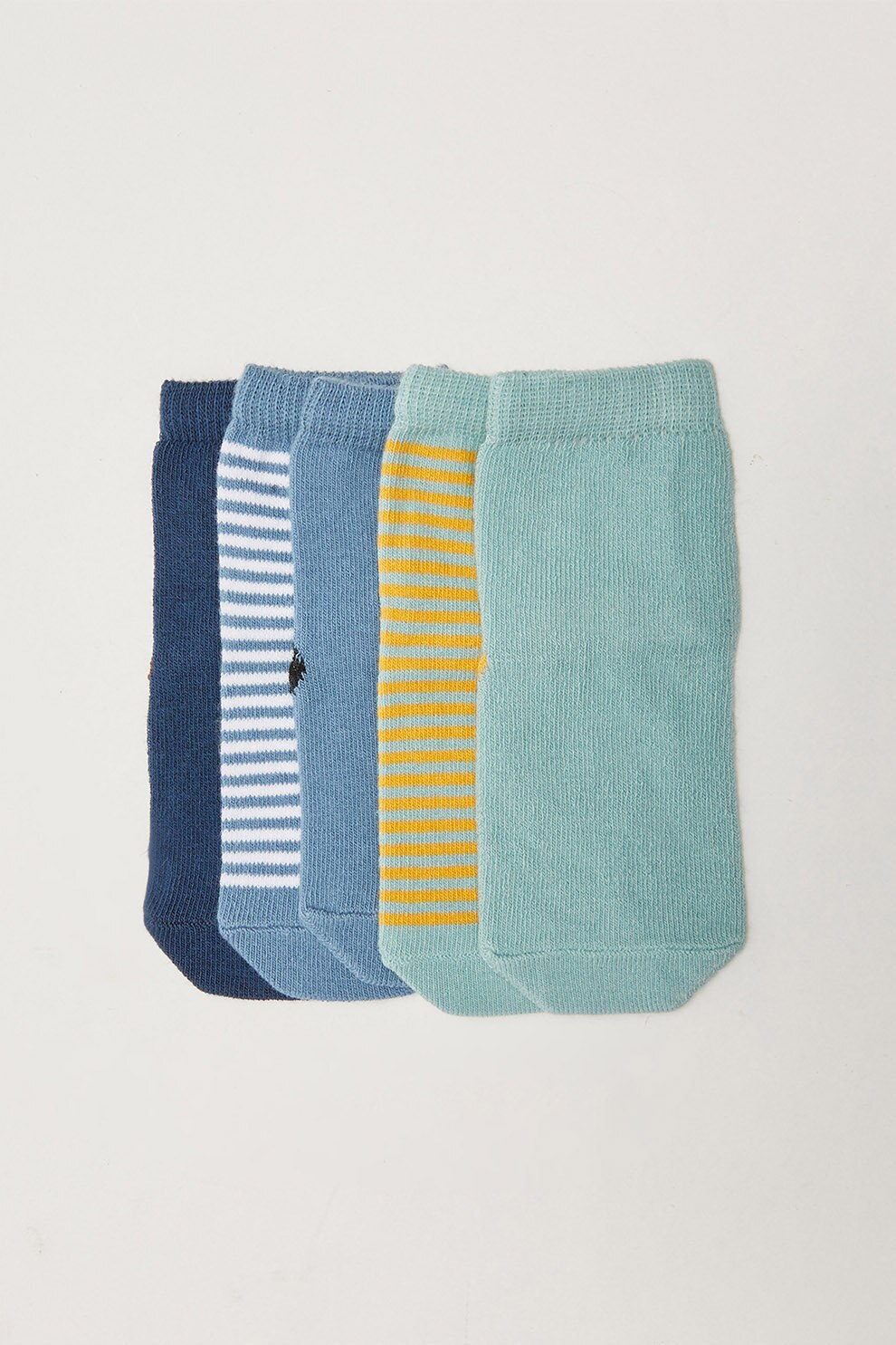 LC WAIKIKI, Set de sosete scurte - 5 perechi, Albastru/Galben/Alb