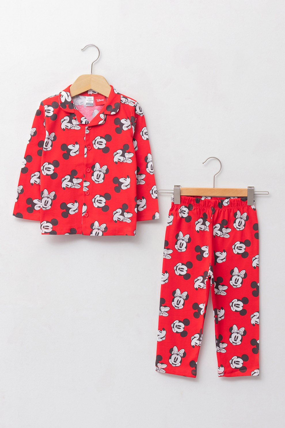 LC WAIKIKI, Pijama lunga cu imprimeu Disney, Rosu/Alb