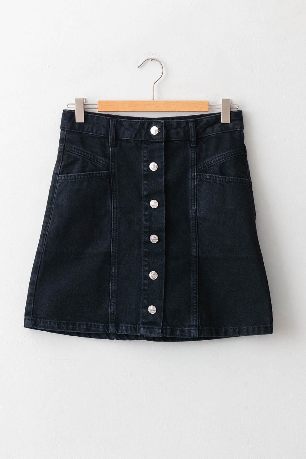 LC WAIKIKI, Fusta de denim cu nasturi, Negru, M