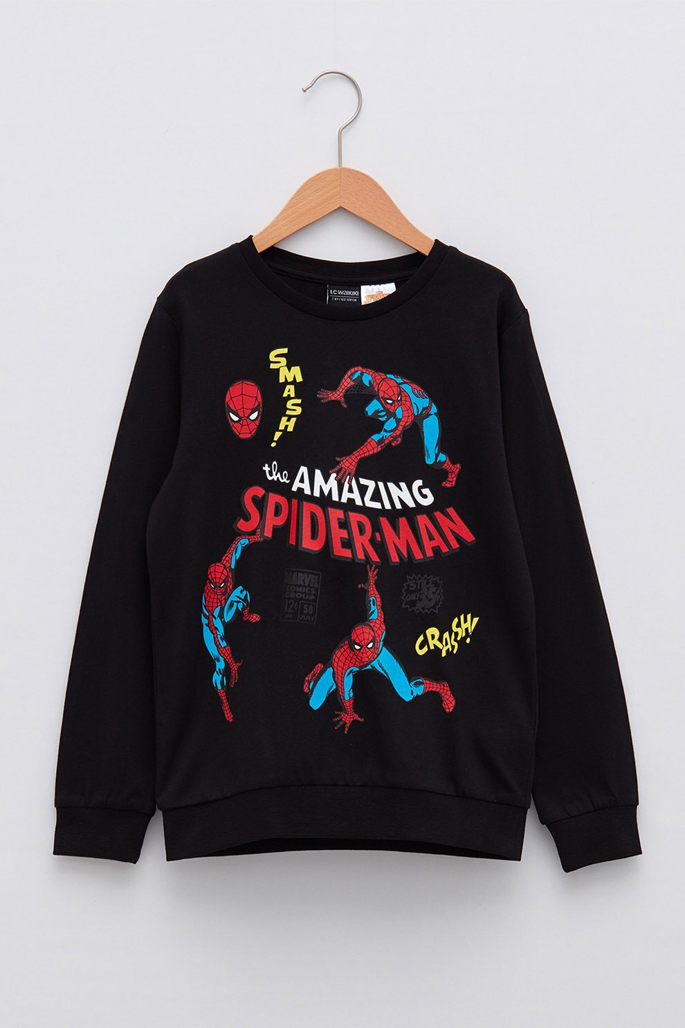 LC WAIKIKI, Bluza sport de bumbac cu imprimeu Spiderman, Negru