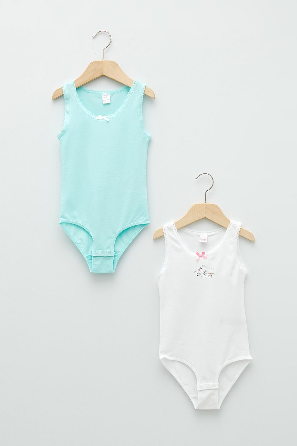 LC WAIKIKI, Set de body-uri - 2 piese, Albastru aqua/Alb
