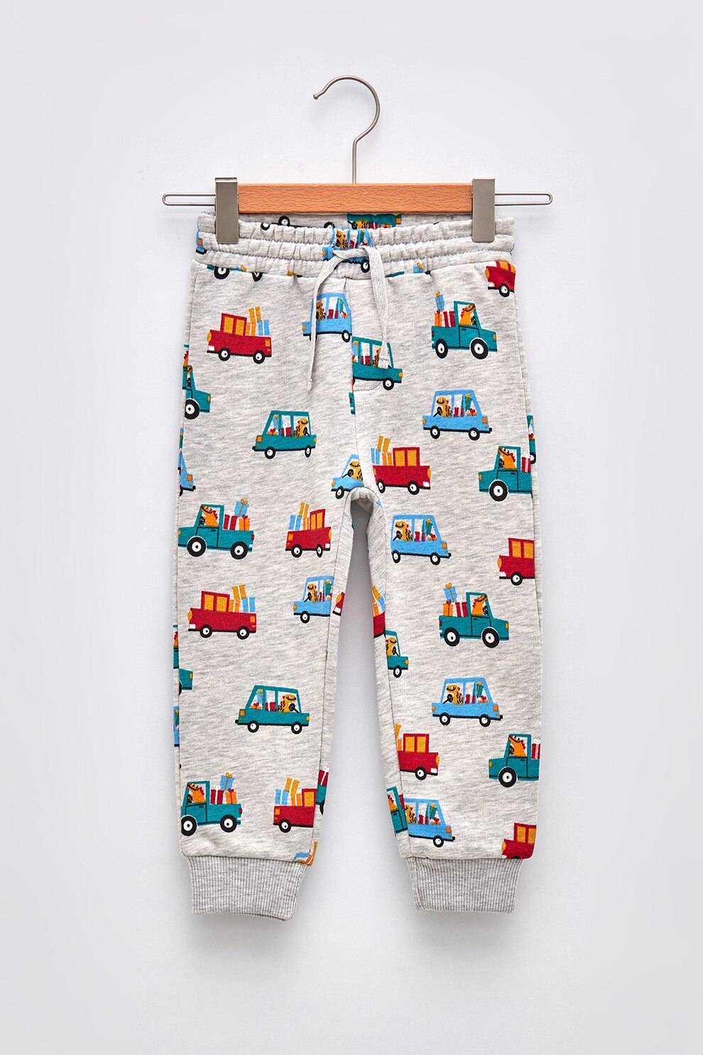 LC WAIKIKI, Pantaloni sport cu imprimeu cu masini, Gri melange