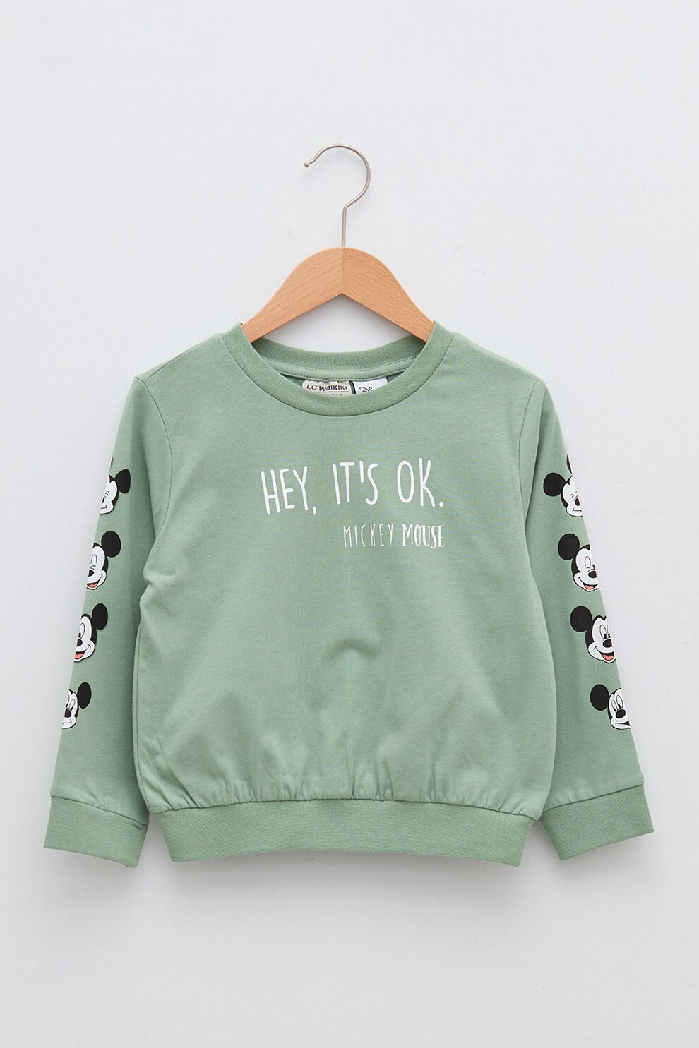 LC WAIKIKI, Bluza sport cu imprimeu Mickey Mouse, Verde pal