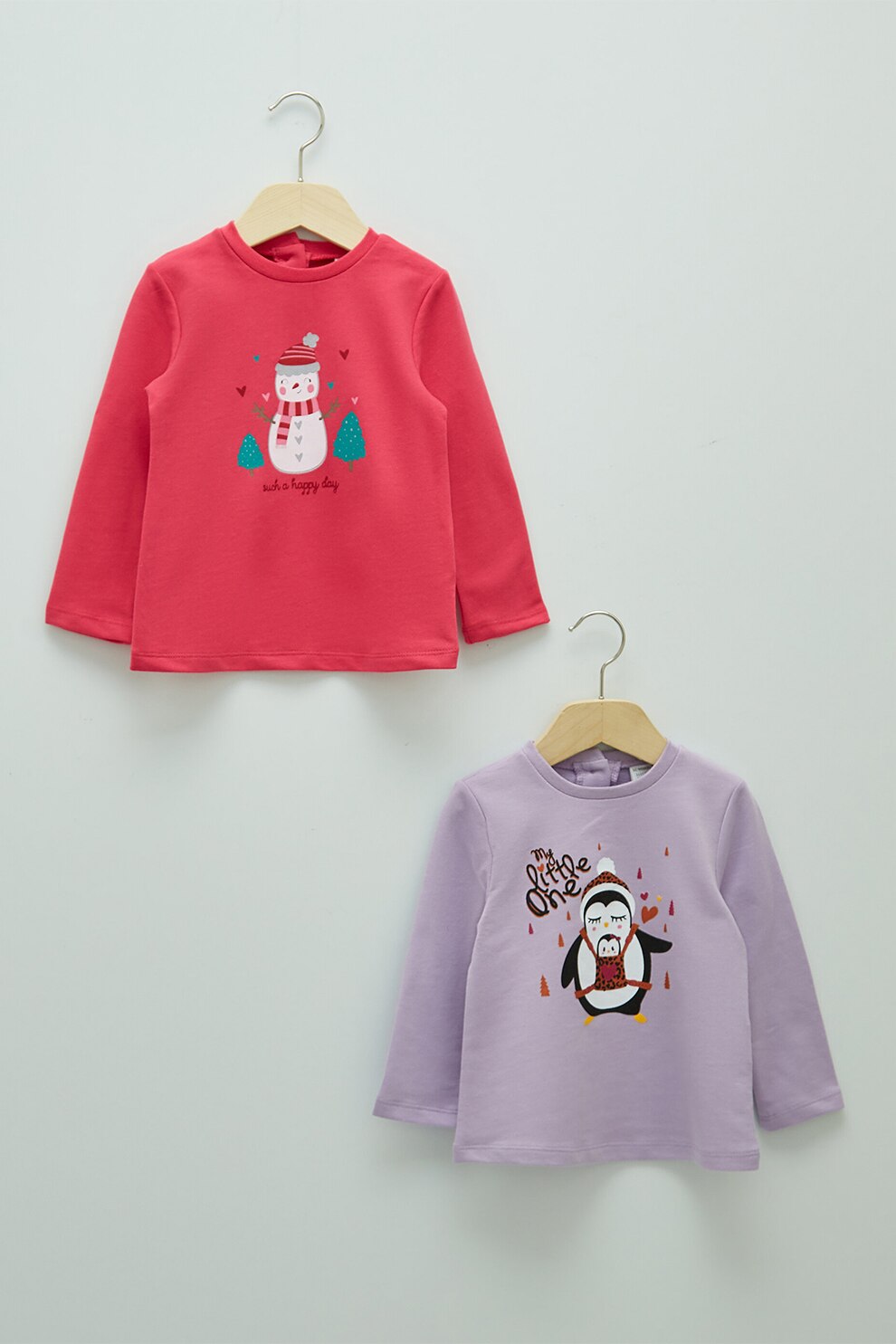 LC WAIKIKI, Set de bluze cu imprimeu grafic - 2 piese, Fucsia/Lila