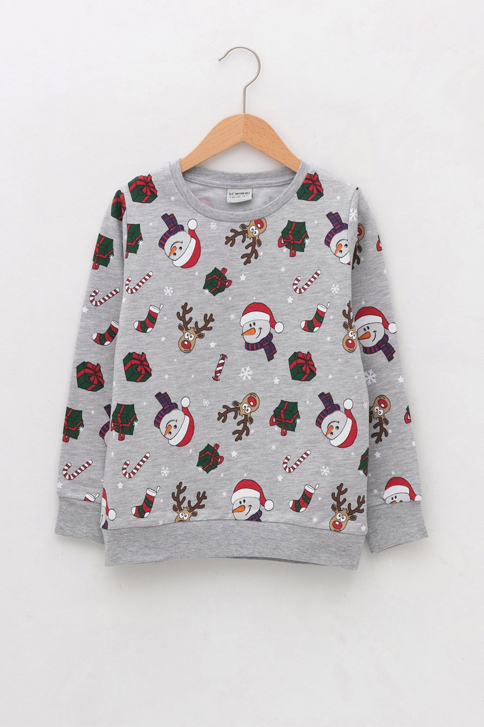 LC WAIKIKI, Bluza sport cu model tematic de Craciun, Gri, 116 CM