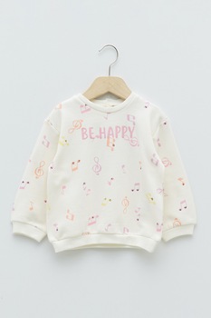 LC WAIKIKI, Bluza sport cu imprimeu si maneci cazute, Bej LC WAIKIKI, Bluza sport cu imprimeu si maneci cazute, Bej