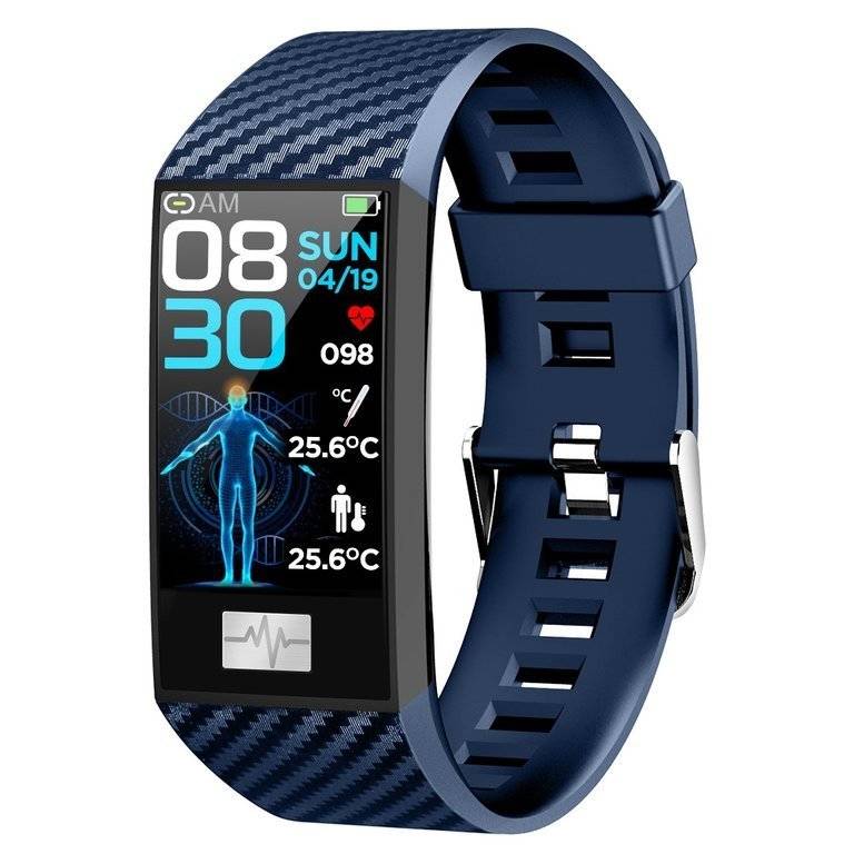 Smartband Pacific, Termometru, Pedometru, Monitorizare ritm cardiac, Cronometru, Notificari, Albastru