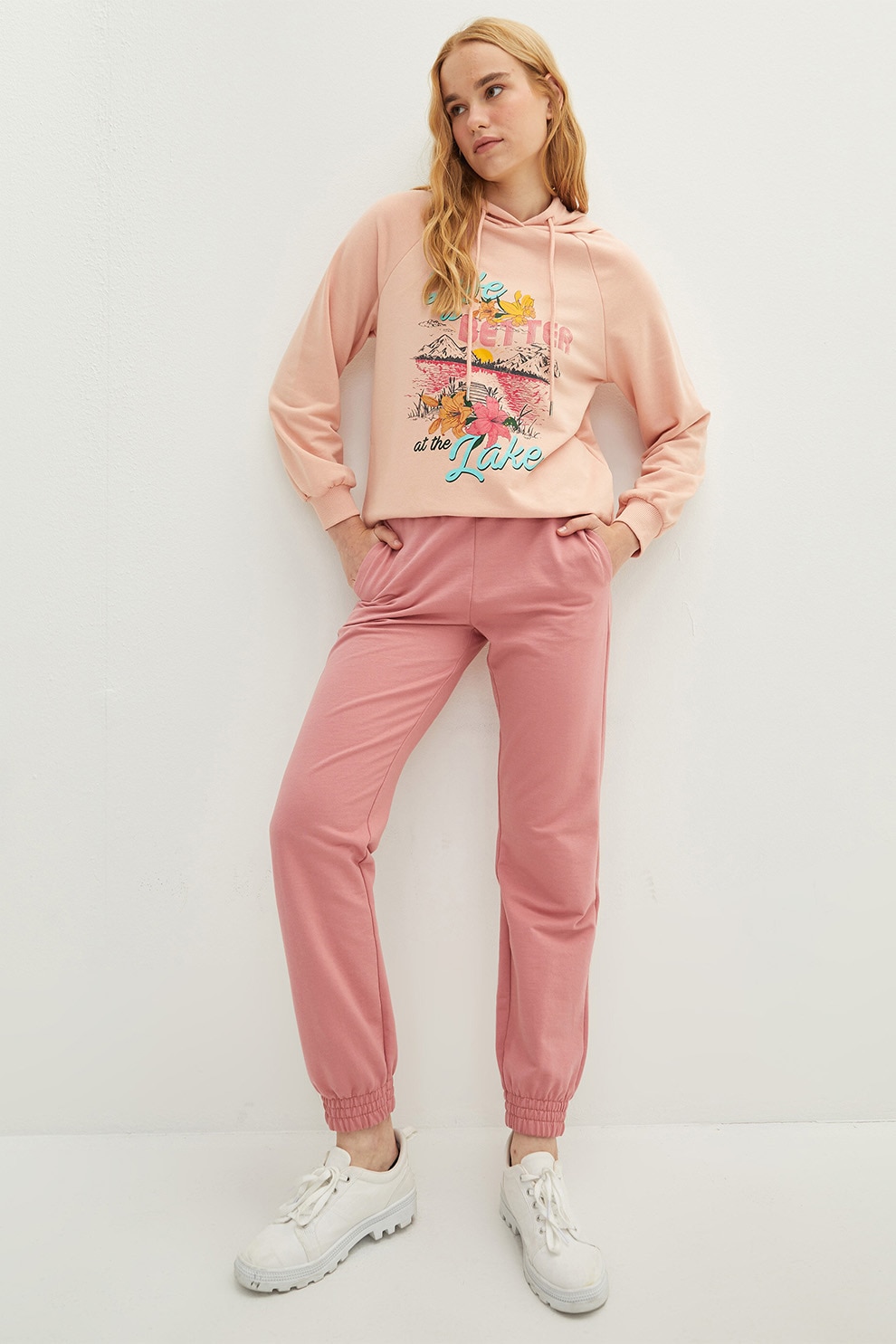 LC WAIKIKI, Pantaloni sport cu talie elastica cu buzunare, Roz