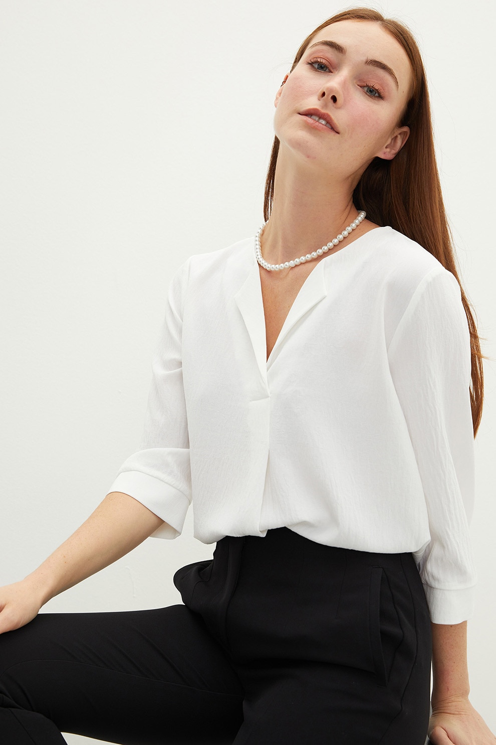 LC WAIKIKI, Bluza lejera cu model texturat, Alb