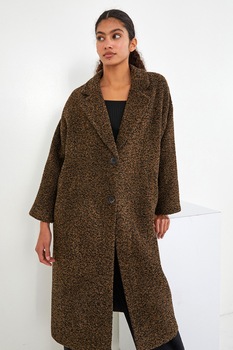 LC WAIKIKI, Palton supradimensionat din material boucle, Maro caramel LC WAIKIKI, Palton supradimensionat din material boucle, Maro caramel