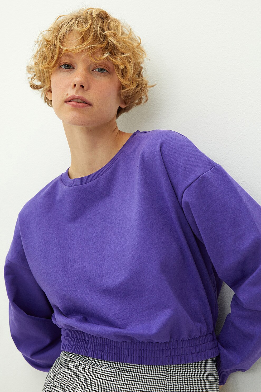 LC WAIKIKI, Bluza sport crop cu decolteu la baza gatului, Ametist