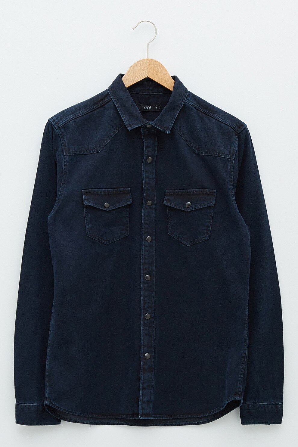LC WAIKIKI, Camasa din denim cu buzunare pe piept cu clapa, Bleumarin inchis