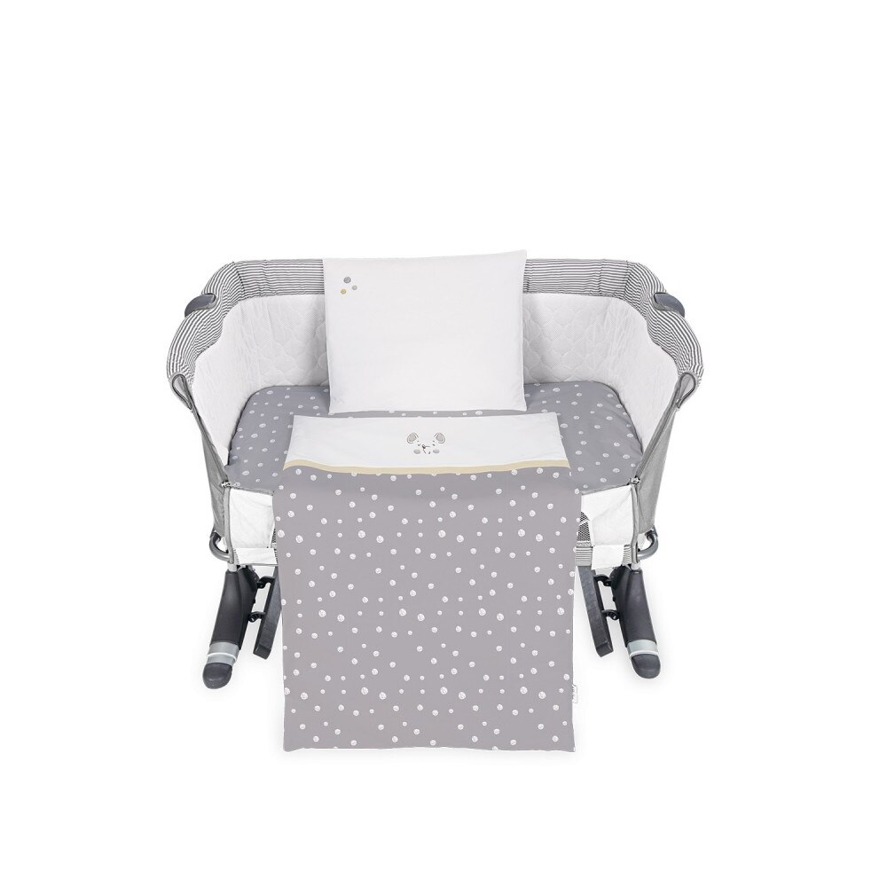 Lenjerie patut cu broderie Mini Cot KikkaBoo Joyful Mice