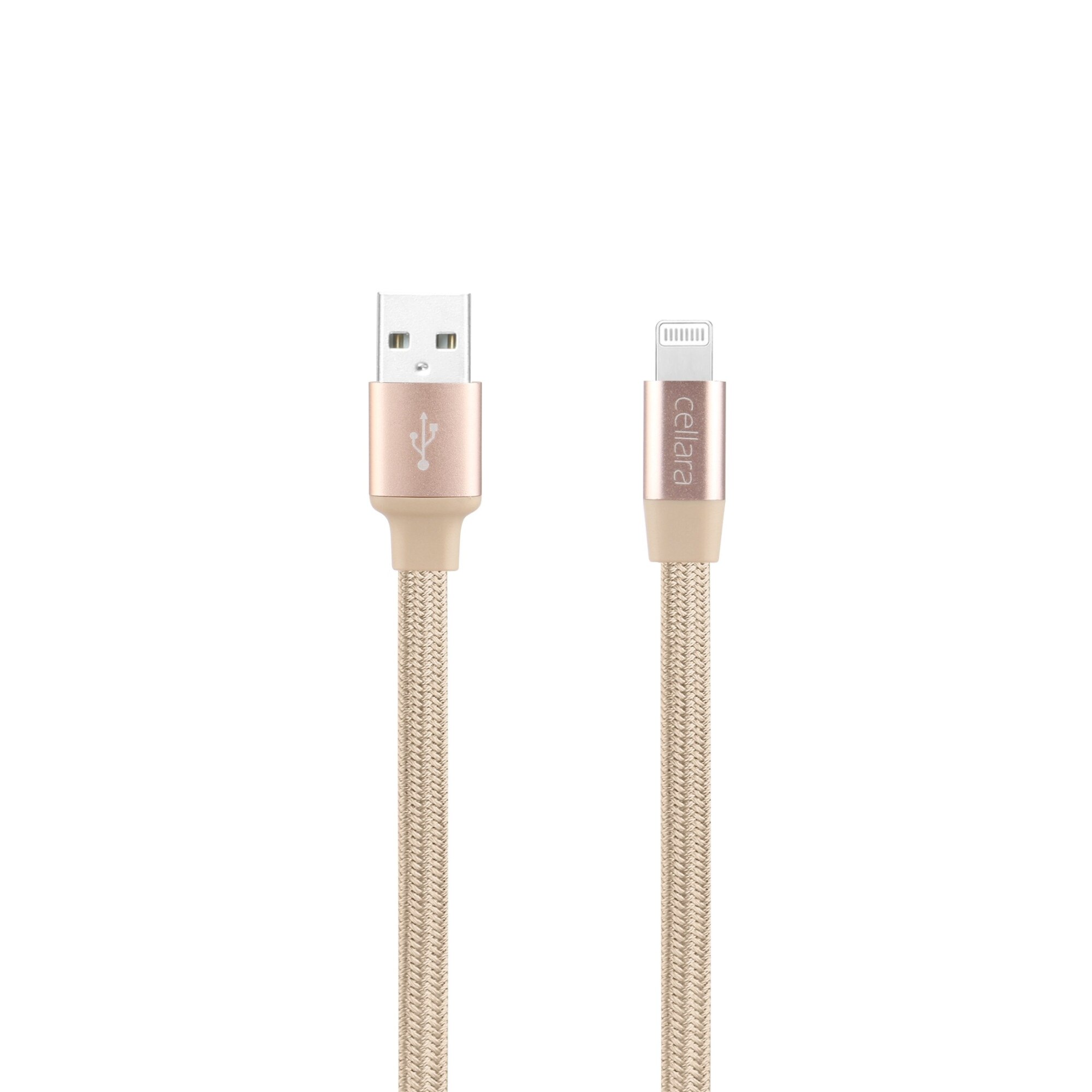 Cablu De Date Cellara Textil Lightning 1m - Auriu