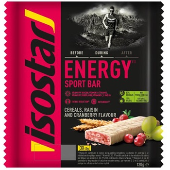 Batoane energizante Isostar High Energy Antiox, Merisoare si stafide, 3 bucati x 40 g Batoane energizante Isostar High Energy Antiox, Merisoare si stafide, 3 bucati x 40 g