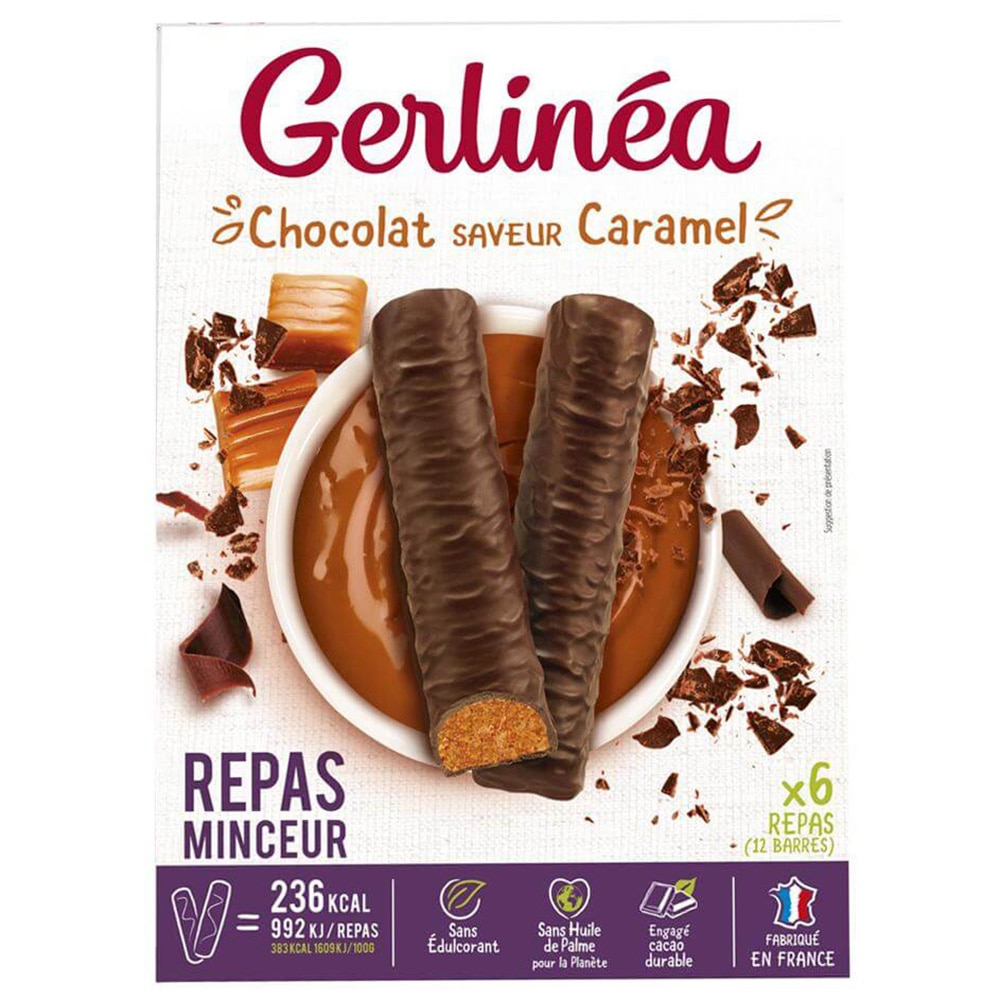 Batoane energizante Gerlinea, Ciocolata si caramel, 12 bucati x 31 g