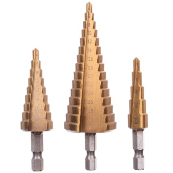 Set 3 burghie conice in trepte otel, 4-32 mm, Technic F1236 Set 3 burghie conice in trepte otel, 4-32 mm, Technic F1236