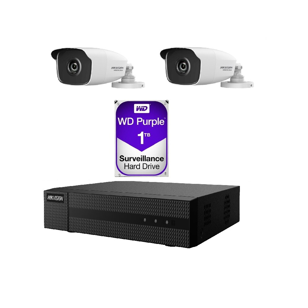 Kit supraveghere HikVision cu IR 40 m de 4 MP EXIR 2.0 HiWatch MK628