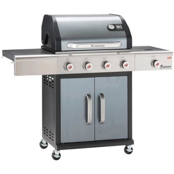 Gratar pe gaz , placa din fonta, 4,1 arzatoare, sistem inovator PTS, de 15 kW, afisaj de temperatura in capac, dulap inchis cu 2 usi, suprafata de gratar de 65 x 44 cm Gratar pe gaz , placa din fonta, 4,1 arzatoare, sistem inovator PTS, de 15 kW, afisaj de temperatura in capac, dulap inchis cu 2 usi, suprafata de gratar de 65 x 44 cm
