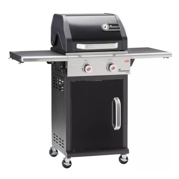 Gratar pe gaz, din inox, tava de scurgere a grasimii, aprindere automata piezo, 2 arzatoare, 46 x 44 cm Gratar pe gaz, din inox, tava de scurgere a grasimii, aprindere automata piezo, 2 arzatoare, 46 x 44 cm