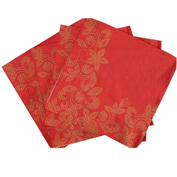 Servetele de Craciun Decorative Rosii Pachet de Masa 20 Buc cu Frunze Aurii Servetele de Craciun Decorative Rosii Pachet de Masa 20 Buc cu Frunze Aurii