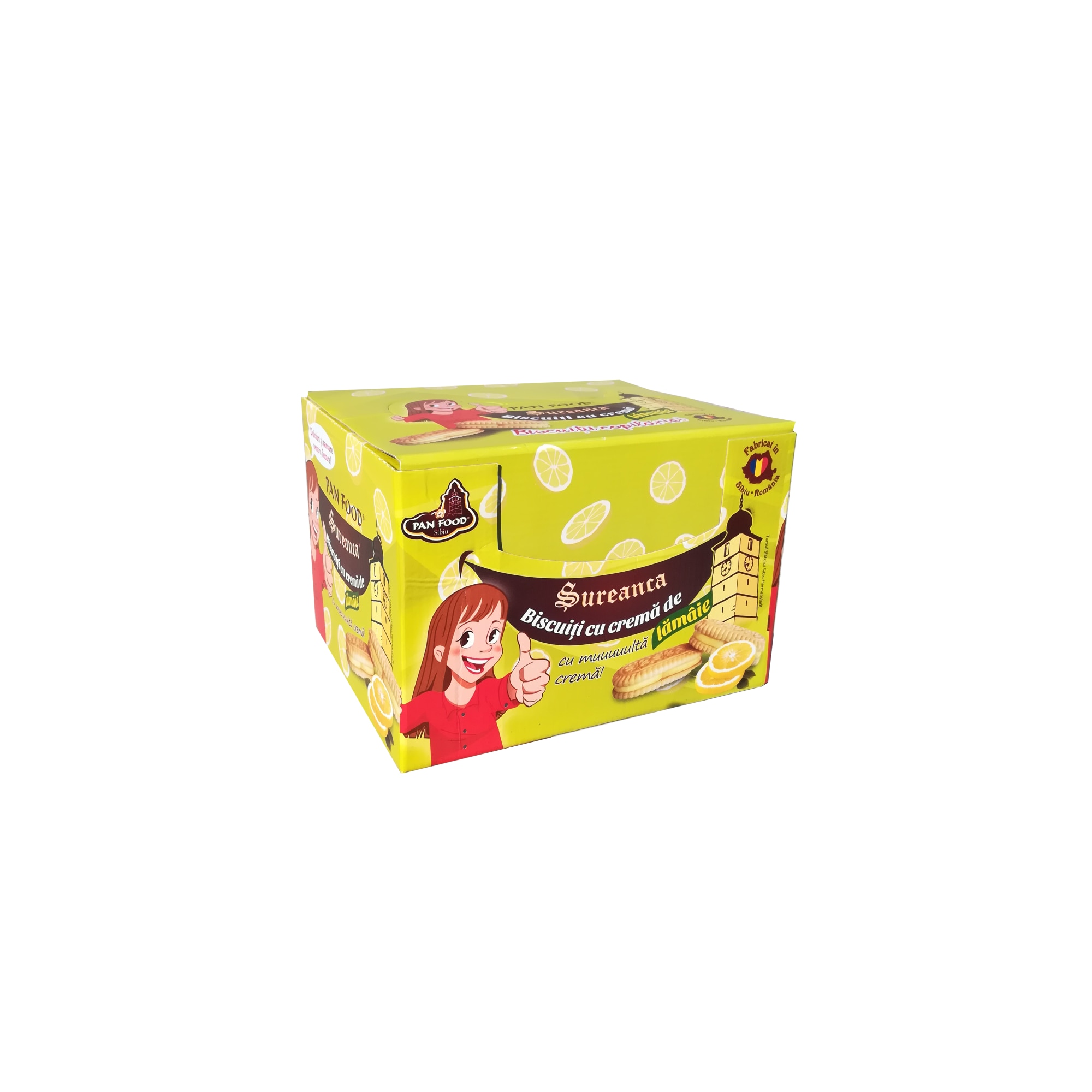 Cutie Biscuiti cu crema, Biscuiti Sureanca cu lamaie, 32 x 64.5 g
