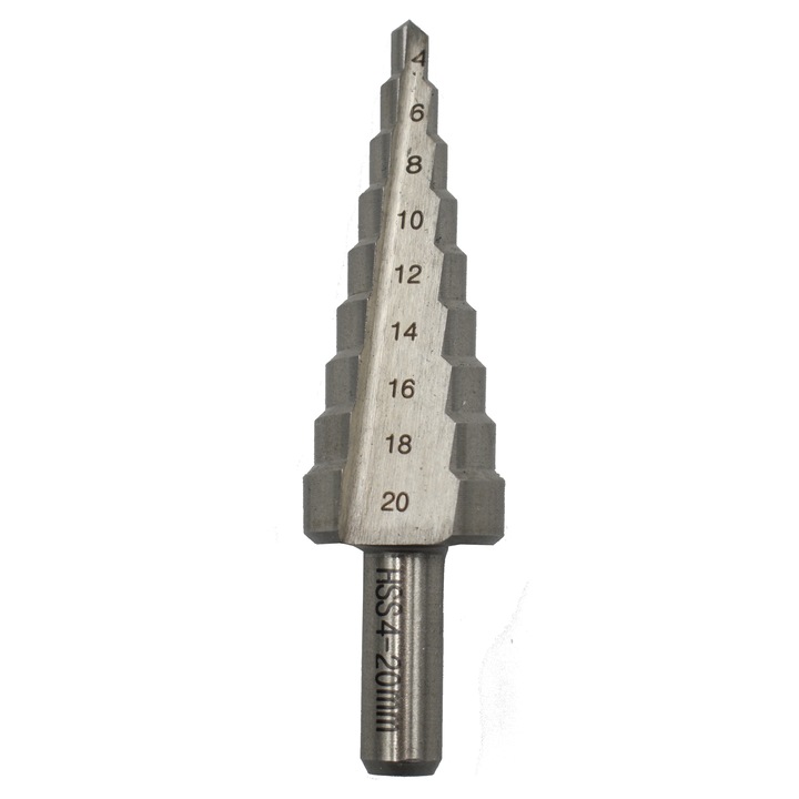 Burghiu in trepte, canale drepte, HSS 4-20mm, 9 trepte
