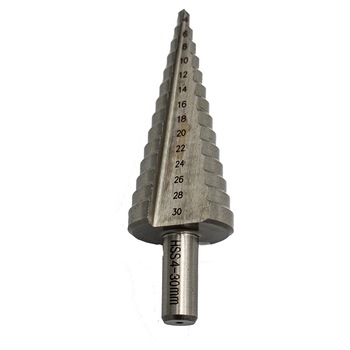 Burghiu in trepte, canale drepte, HSS 4-30mm, 14 trepte Burghiu in trepte, canale drepte, HSS 4-30mm, 14 trepte