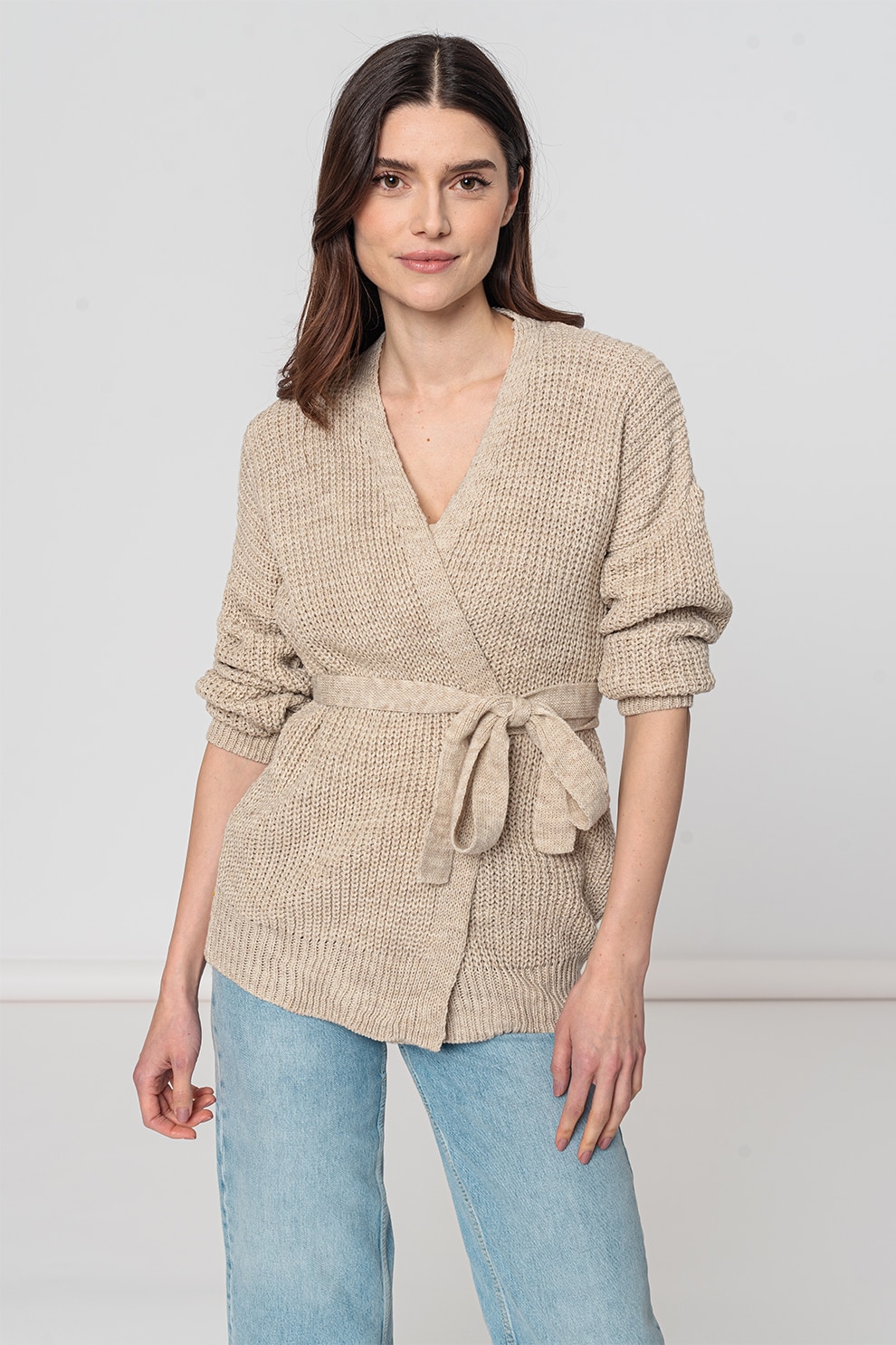 Zabaione, Cardigan din tricot cu model petrecut Jane, Bej