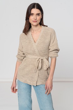 Zabaione, Cardigan din tricot cu model petrecut Jane, Bej Zabaione, Cardigan din tricot cu model petrecut Jane, Bej