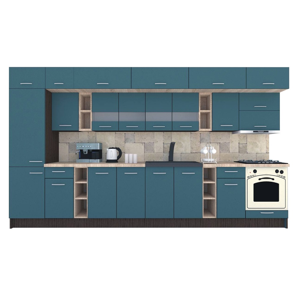 Set Bucatarie Genarom BIGMAR 390 B, 390 x 225,5 x 60 cm, Wenge / Decor 0244