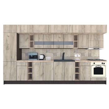 Set Bucatarie Genarom BIGMAR 390 B, 390 x 225,5 x 60 cm, Wenge / Decor K002 Set Bucatarie Genarom BIGMAR 390 B, 390 x 225,5 x 60 cm, Wenge / Decor K002