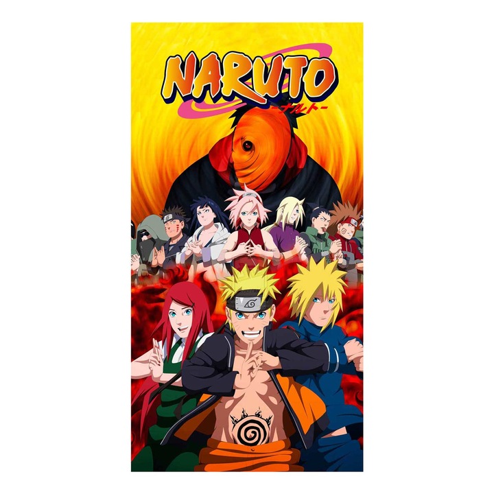 Хавлия за плаж Кингтекс Naruto, 70x140см, 80% памук 20% полиестер, Многоцветно