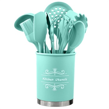 Set ustensile SIKS® de bucatarie, 11 piese, silicon, turcoaz Set ustensile SIKS® de bucatarie, 11 piese, silicon, turcoaz