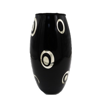 Vaza decorativa din sticla , Neagra cu Design Modern , 26 x 11,5 cm Vaza decorativa din sticla , Neagra cu Design Modern , 26 x 11,5 cm