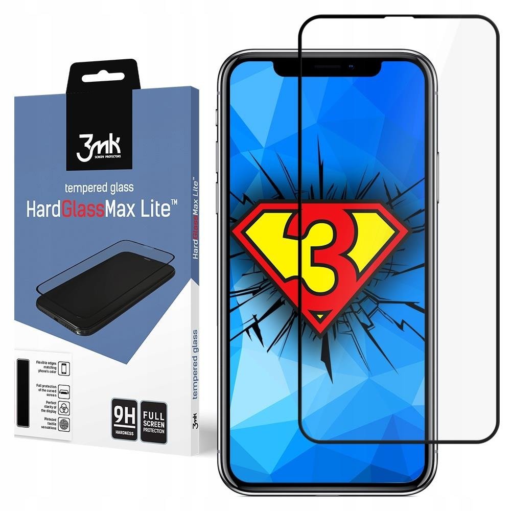 Folie de protectie 3MK, HardGlass Max Lite, iPhone 7/8, Negru