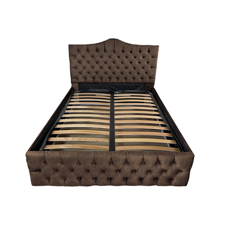 Pat tapitat cu somiera Beds Place, Tudor, wenge 820, 140x200 cm, H110