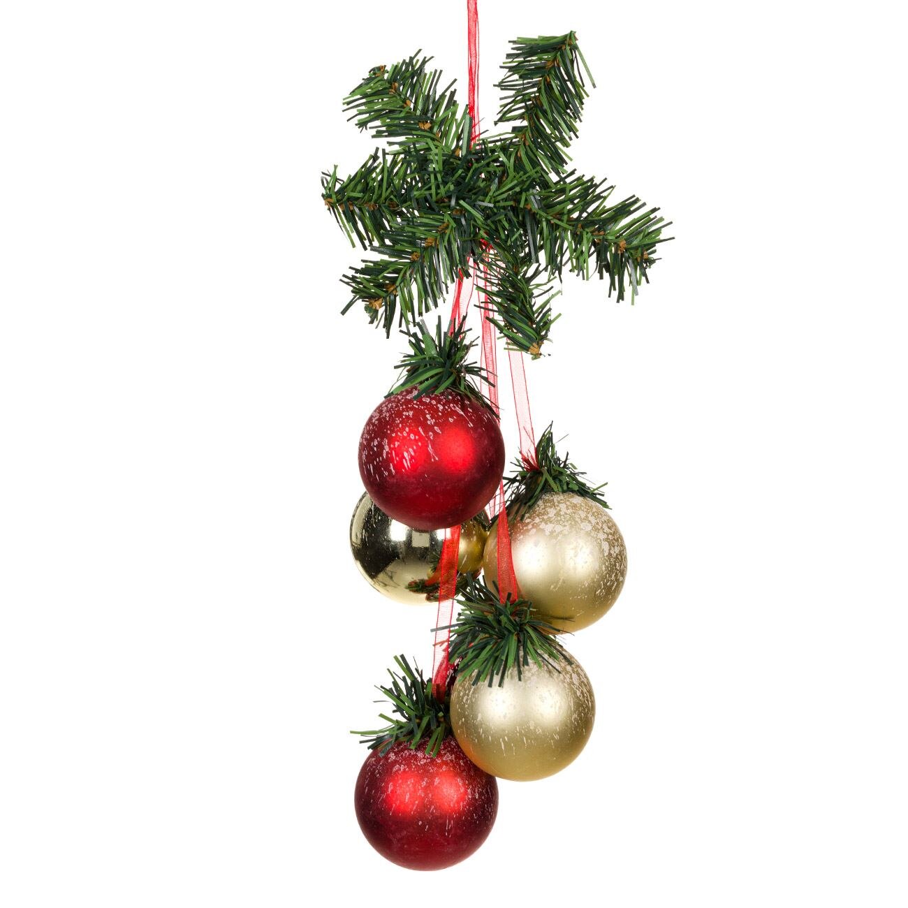 Set decoratiune de Craciun, Zola®, care atarna, din globulete rosii si aurii, 6 buc, 38 cm