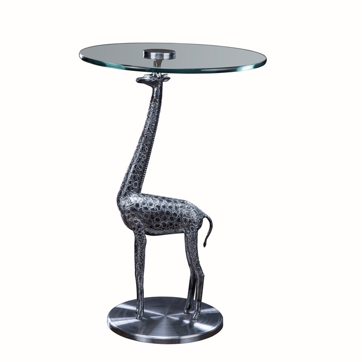 Masa girafa, LEWE, Kenya, argintie, 45 x 70 cm