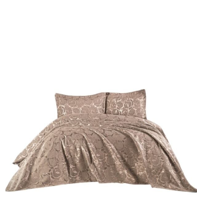Cuvertura pat Dante cu 2 fete perna, model Francois, 250x260, bej